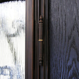 KaMic 60" x 80" Environment Damage Resistant Polyurethane Composite Exterior Entry House Front Door, Wrought Iron Door w/ Openable Tempered Rain Glass Window, Left-Hand Double Door Inward Swing Espresso