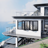 KaMic Versa-Fold 96" x 48" 4 Panels Aluminum Folding Window in Black, Folded Out from Left to Right Model #: FW4PBK9648-LR