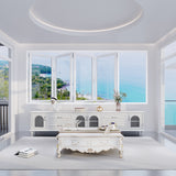 KaMic Versa-Fold 96" x 42" 4 Panels Aluminum Folding Window in White, Folded Out from Left to Right Model #: FW4PWH9642-LR