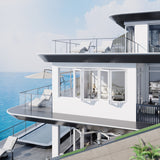 KaMic Versa-Fold 96" x 42" 4 Panels Aluminum Folding Window in White, Folded Out from Left to Right Model #: FW4PWH9642-LR