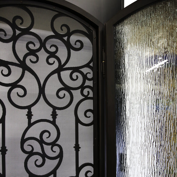  Kamic Puerta de entrada exterior de la casa de entrada exterior  de poliuretano resistente a daños ambientales de 36 x 80 pulgadas, puerta  de entrada exterior de hierro forjado con ventana