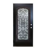 KaMic 36" x 80" Environment Damage Resistant Polyurethane Composite Exterior Entry House Front Door, Wrought Iron Door w/ Openable Tempered Rain Glass Window, Right-Hand Single Door Inward Swing Espresso