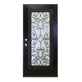 KaMic 36" x 80" Environment Damage Resistant Polyurethane Composite Exterior Entry House Front Door, Wrought Iron Door w/ Openable Tempered Rain Glass Window, Left-Hand Single Door Inward Swing Espresso