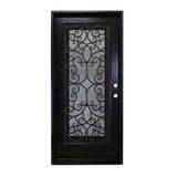 KaMic 36" x 80" Environment Damage Resistant Polyurethane Composite Exterior Entry House Front Door, Wrought Iron Door w/ Openable Tempered Rain Glass Window, Left-Hand Single Door Inward Swing Espresso