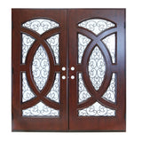 KaMic 72" x 80" Environment Damage Resistant Polyurethane Composite Exterior Entry House Front Door with Double Layer Rain Glass Left-Hand Double Door Inward Swing Dark Walnut