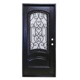 KaMic 36" x 80" Environment Damage Resistant Polyurethane Composite Exterior Entry House Front Door, Wrought Iron Door w/ Openable Tempered Rain Glass Window, Left-Hand Single Door Inward Swing Espresso