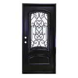 KaMic 36" x 80" Environment Damage Resistant Polyurethane Composite Exterior Entry House Front Door, Wrought Iron Door w/ Openable Tempered Rain Glass Window, Right-Hand Single Door Inward Swing Espresso