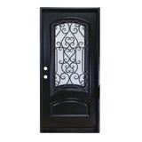 KaMic 36" x 80" Environment Damage Resistant Polyurethane Composite Exterior Entry House Front Door, Wrought Iron Door w/ Openable Tempered Rain Glass Window, Right-Hand Single Door Inward Swing Espresso