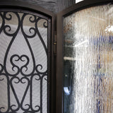 KaMic 60" x 80" Environment Damage Resistant Polyurethane Composite Exterior Entry House Front Door, Wrought Iron Door w/ Openable Tempered Rain Glass Window, Right-Hand Double Door Inward Swing Espresso