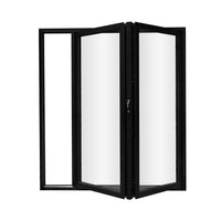 KaMic 72" x 80" 2 Panels Aluminum Folding Door in Black, Folded Out from Left to Right - Model #: SE-FD2PBK7280-LR