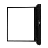 KaMic 72" x 80" 2 Panels Aluminum Folding Door in Black, Folded Out from Left to Right - Model #: SE-FD2PBK7280-LR