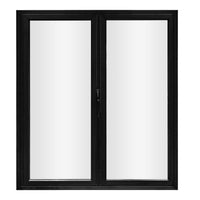 KaMic 72" x 80" 2 Panels Aluminum Folding Door in Black, Folded Out from Left to Right - Model #: SE-FD2PBK7280-LR