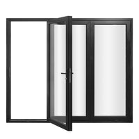 KaMic 108" x 80" 3 Panels Aluminum Folding Doors in Black, Folded Out from Left to Right Model #: FD3PBK10880-LR