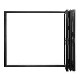 KaMic 108" x 80" 3 Panels Aluminum Folding Doors in Black, Folded Out from Left to Right Model #: FD3PBK10880-LR