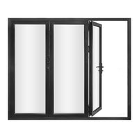 KaMic 108" x 80" 3 Panels Aluminum Folding Doors in Black, Folded Out from Left to Right Model #: FD3PBK10880-LR