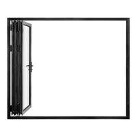 KaMic 108" x 80" 3 Panels Aluminum Folding Doors in Black, Folded Out from Left to Right Model #: FD3PBK10880-LR