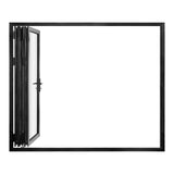 KaMic 108" x 80" 3 Panels Aluminum Folding Doors in Black, Folded Out from Left to Right Model #: FD3PBK10880-LR