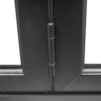 KaMic 108" x 80" 3 Panels Aluminum Folding Doors in Black, Folded Out from Left to Right Model #: FD3PBK10880-LR