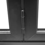 KaMic 108" x 80" 3 Panels Aluminum Folding Doors in Black, Folded Out from Left to Right Model #: FD3PBK10880-LR