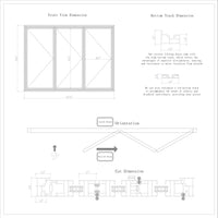 KaMic 108" x 80" 3 Panels Aluminum Folding Doors in Black, Folded Out from Left to Right Model #: FD3PBK10880-LR