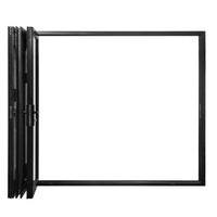 KaMic 108" x 80" 3 Panels Aluminum Folding Doors in Black, Folded Out from Right to Left Model #: FD3PBK10880-RL