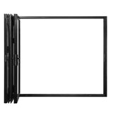 KaMic 108" x 80" 3 Panels Aluminum Folding Doors in Black, Folded Out from Right to Left Model #: FD3PBK10880-RL