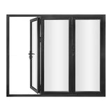 KaMic 108" x 80" 3 Panels Aluminum Folding Doors in Black, Folded Out from Right to Left Model #: FD3PBK10880-RL