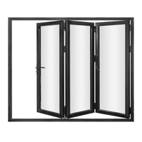 KaMic 108" x 80" 3 Panels Aluminum Folding Doors in Black, Folded Out from Right to Left Model #: FD3PBK10880-RL