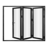 KaMic 108" x 80" 3 Panels Aluminum Folding Doors in Black, Folded Out from Right to Left Model #: FD3PBK10880-RL