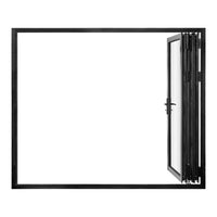 KaMic 108" x 80" 3 Panels Aluminum Folding Doors in Black, Folded Out from Right to Left Model #: FD3PBK10880-RL