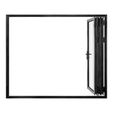 KaMic 108" x 80" 3 Panels Aluminum Folding Doors in Black, Folded Out from Right to Left Model #: FD3PBK10880-RL