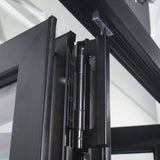 KaMic 108" x 80" 3 Panels Aluminum Folding Doors in Black, Folded Out from Right to Left Model #: FD3PBK10880-RL