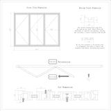 KaMic 108" x 80" 3 Panels Aluminum Folding Doors in Black, Folded Out from Right to Left Model #: FD3PBK10880-RL
