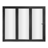 KaMic 108" x 80" 3 Panels Aluminum Folding Doors in Black, Folded Out from Right to Left Model #: FD3PBK10880-RL