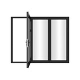 KaMic Versa-Fold 108" x 96" 3 Panels Aluminum Folding Doors in Black, Folded Out from Left to Right Model #: FD3PBK10896-LR
