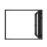 KaMic 108" x 96" 3 Panels Aluminum Folding Doors in Black, Folded Out from Right to Left Model #: FD3PBK10896-RL