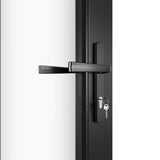KaMic 108" x 96" 3 Panels Aluminum Folding Doors in Black, Folded Out from Right to Left Model #: FD3PBK10896-RL