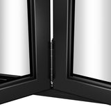KaMic 108" x 96" 3 Panels Aluminum Folding Doors in Black, Folded Out from Right to Left Model #: FD3PBK10896-RL