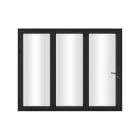 KaMic 108" x 96" 3 Panels Aluminum Folding Doors in Black, Folded Out from Right to Left Model #: FD3PBK10896-RL