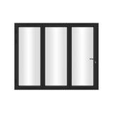 KaMic 108" x 96" 3 Panels Aluminum Folding Doors in Black, Folded Out from Right to Left Model #: FD3PBK10896-RL