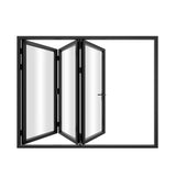 KaMic 96" x 80" 3 Panels Aluminum Folding Doors in Black, Folded Out from Left to Right Model #: FD3PBK9680-LR