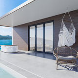 KaMic 96" x 80" 3 Panels Aluminum Folding Doors in Black, Folded Out from Left to Right Model #: FD3PBK9680-LR