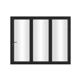 KaMic 96" x 80" 3 Panels Aluminum Folding Doors in Black, Folded Out from Left to Right Model #: FD3PBK9680-LR