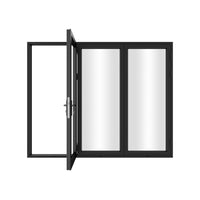KaMic 96" x 80" 3 Panels Aluminum Folding Doors in Black, Folded Out from Left to Right Model #: FD3PBK9680-LR