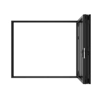 KaMic 96" x 80" 3 Panels Aluminum Folding Doors in Black, Folded Out from Left to Right Model #: FD3PBK9680-LR