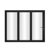 KaMic 96" x 80" 3 Panels Aluminum Folding Doors in Black, Folded Out from Left to Right Model #: FD3PBK9680-LR