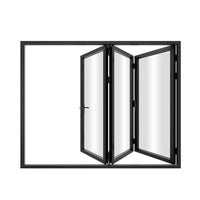 KaMic 96" x 80" 3 Panels Aluminum Folding Doors in Black, Folded Out from Right to Left Model #: FD3PBK9680-RL