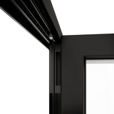 KaMic Versa-Fold 96" x 80" 3 Panels Aluminum Folding Doors in Black, Folded Out from Right to Left Model #: FD3PBK9680-RL