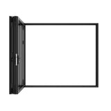 KaMic 96" x 80" 3 Panels Aluminum Folding Doors in Black, Folded Out from Right to Left Model #: FD3PBK9680-RL