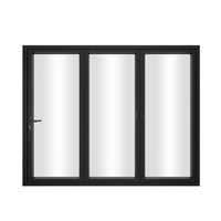 KaMic 96" x 80" 3 Panels Aluminum Folding Doors in Black, Folded Out from Right to Left Model #: FD3PBK9680-RL